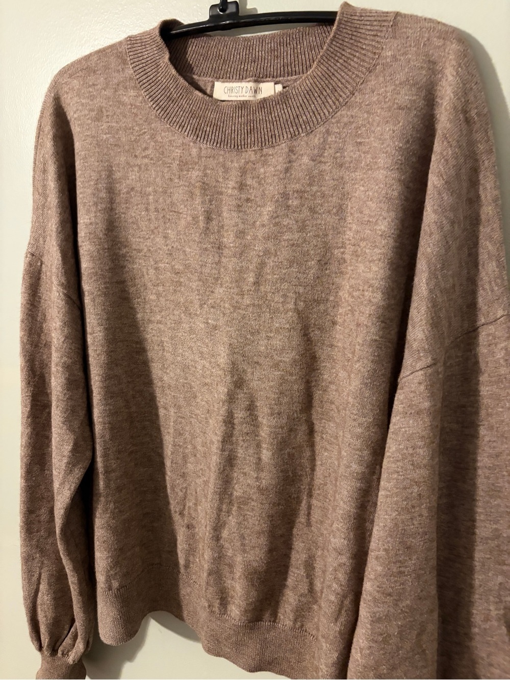 Christy Dawn Carson small Taupe Crewneck Sweater - Picture 3 of 7
